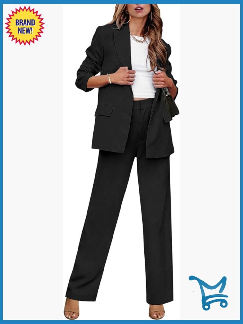 dressy 2 piece pantsuit set blazer wide leg pants business casual office